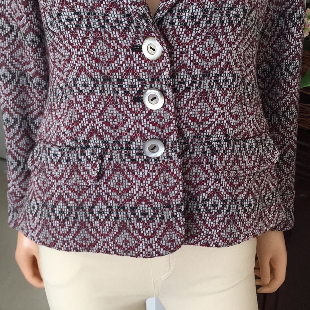 Pendleton Wool Diamond Jacquard Blazer Gray Burgu… - image 5